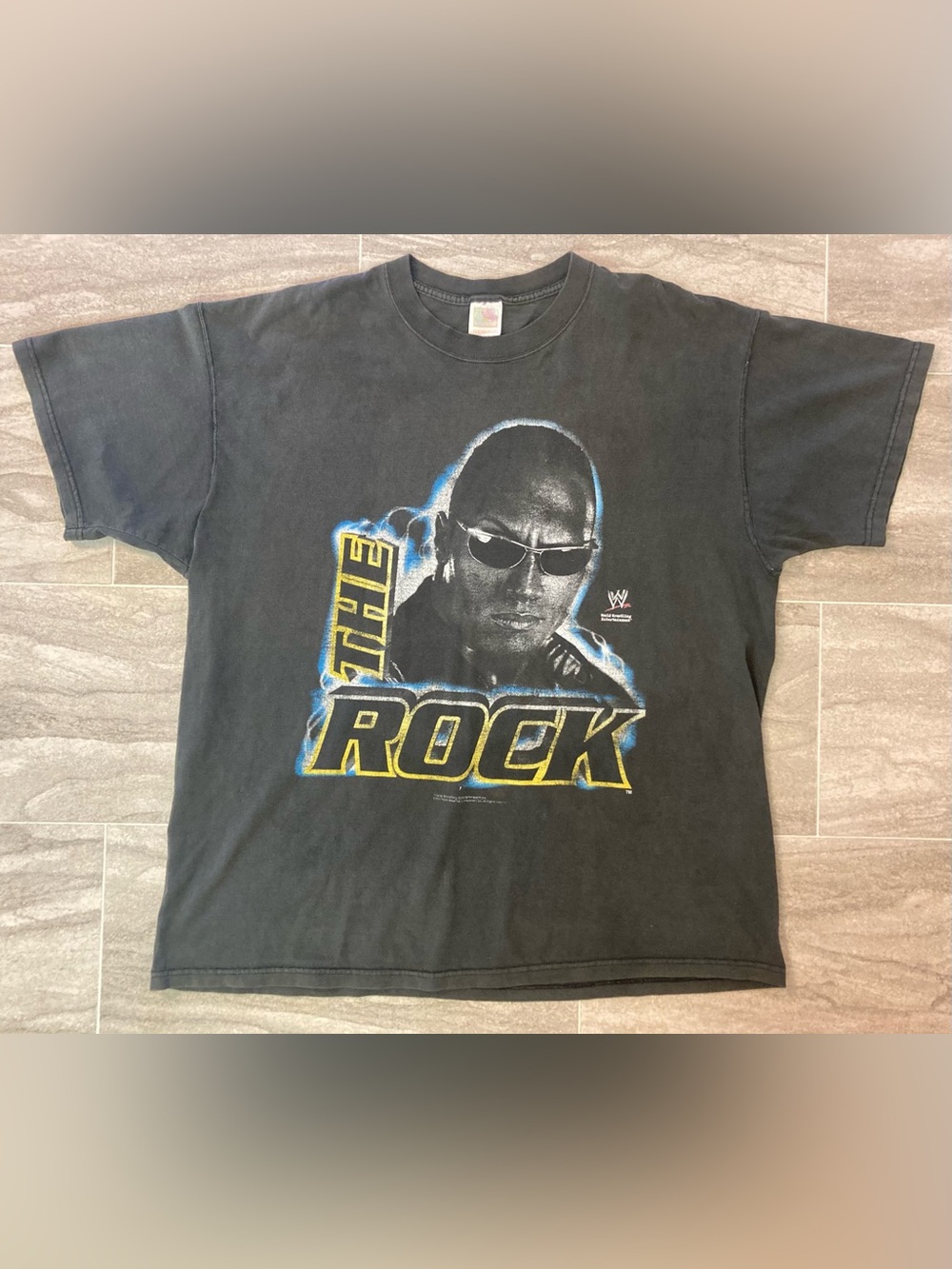 Vintage 2002 WWF WWE Wrestling The Rock Graphic Tee - Black XXL Dwayne Johnson